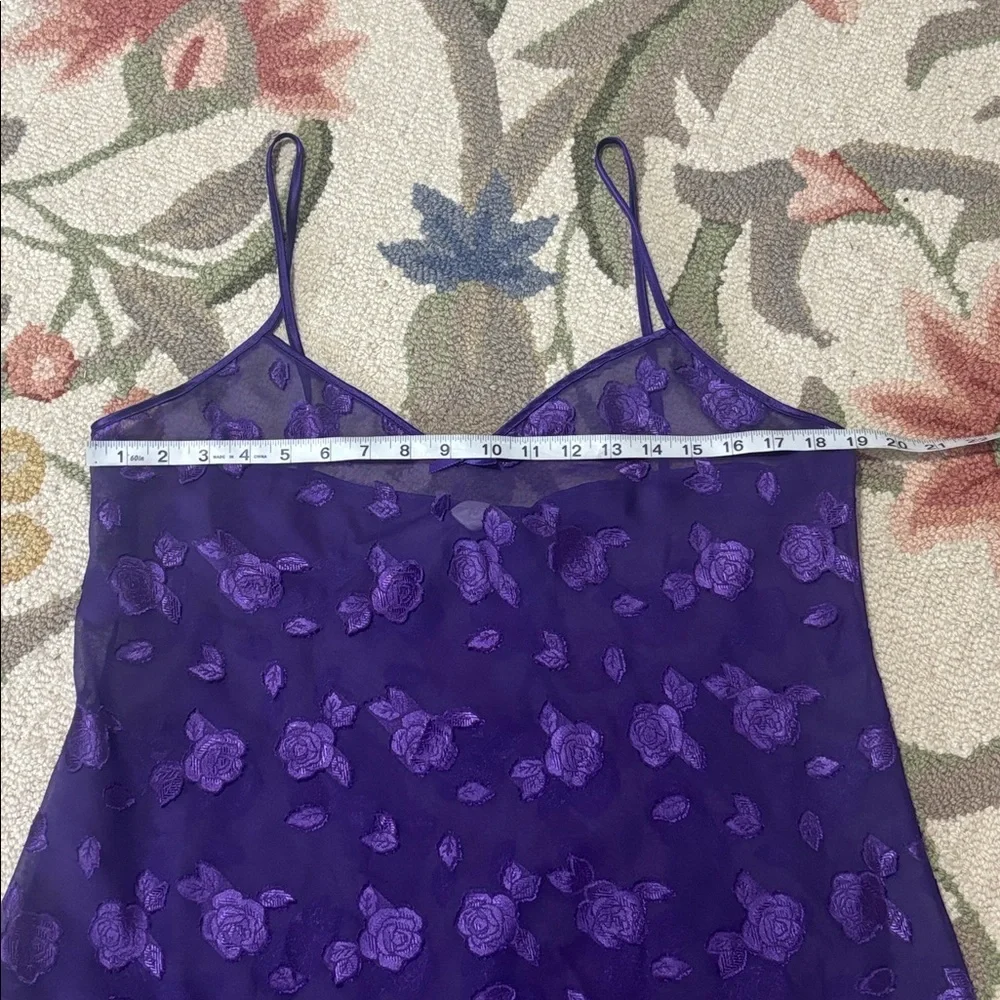 Petra Fashions Vintage Purple Satin Robe and Sheer Nightgown Set negligée, Large